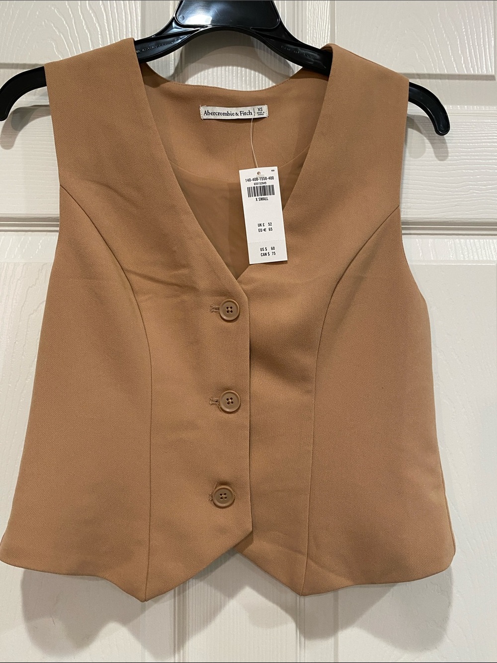 Abercrombie & Fitch Tan Tailored Button Vest NWT size XSMALL was $60